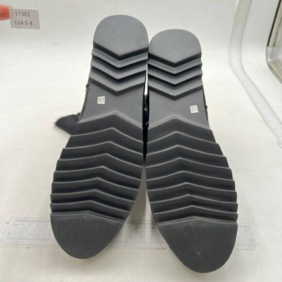 Black Women's Mid Calf Fully Fur Lined Winter Snow Boot with Chic Buckles Shoe - Picture 6 of 8